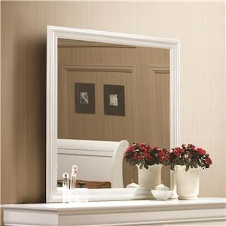 White Beveled Edge Square Mirror